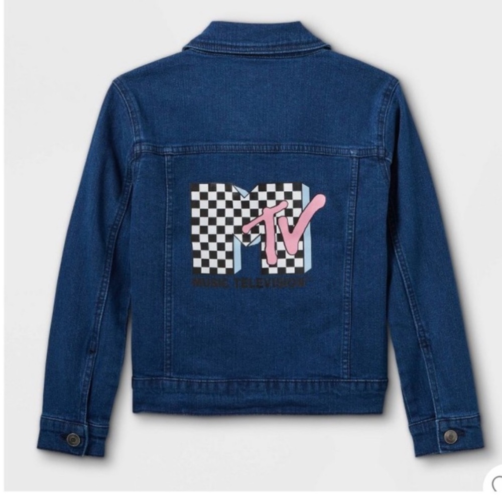 MTV Girls Denim Jean Jacket Size XXL plus Vintage Style Dark Blue Wash NWT